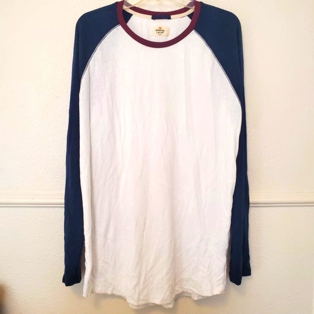Marine Layer Larger Men's Ringer Shirt Long Sleeve Pull Over Baseball Raglan